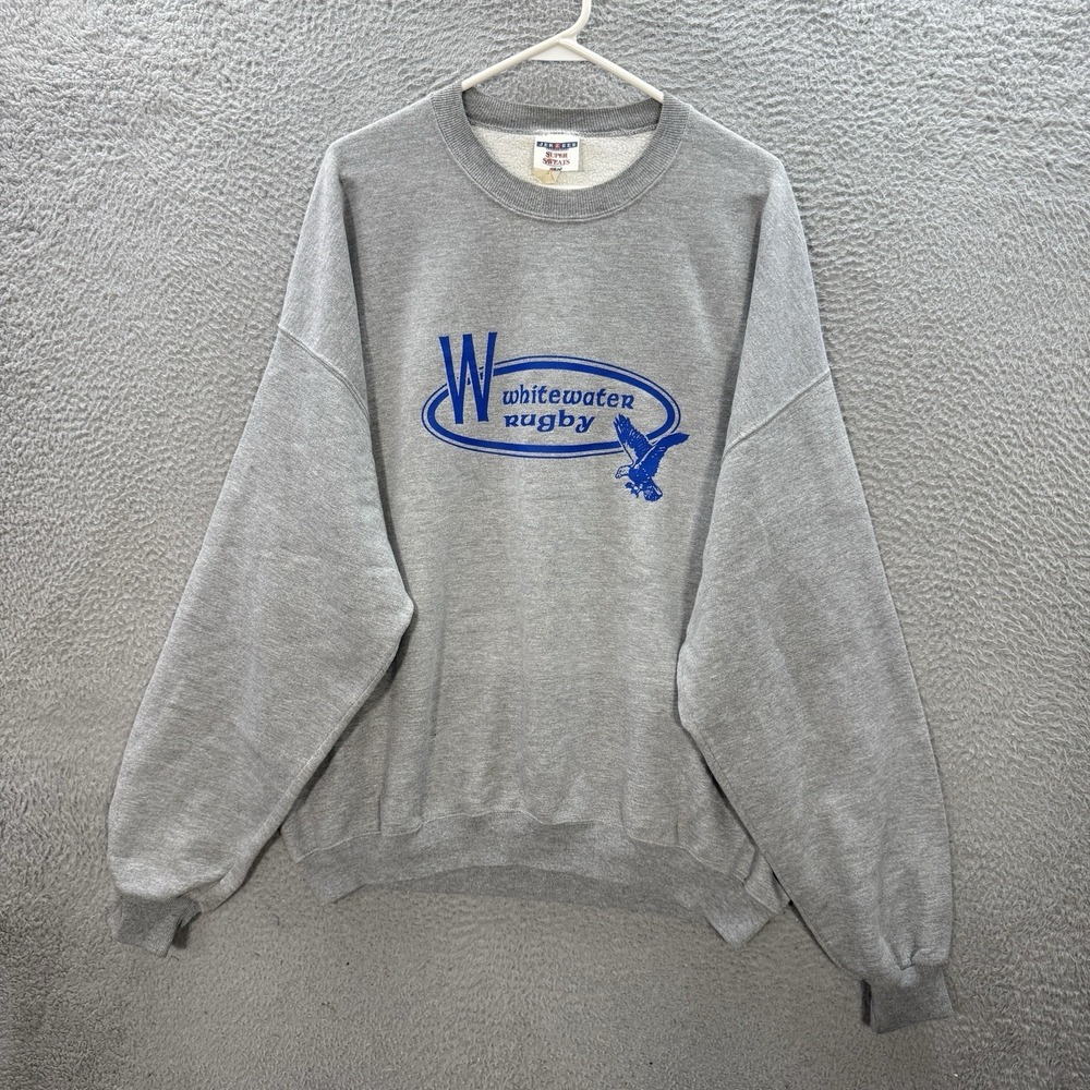 Vintage Jerzees Sweatshirt Adult 2XL XXL Gray‎ Crewneck Rugby Faded Skater Y2K